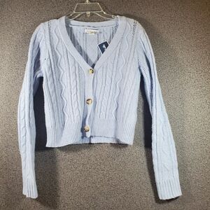Chic Light Blue Cable Knit Cardigan